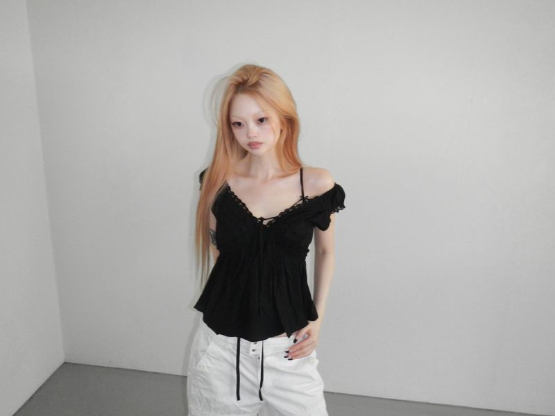 cats lace bra top(2 color)