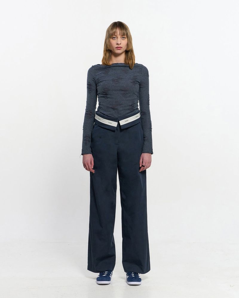 Fold Over Wide Slacks _ NAVY