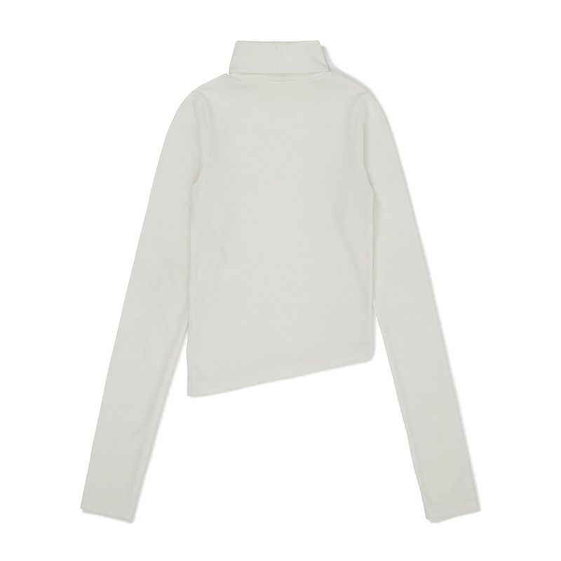 スリムフィットアンバランスタートルネック / Slim-fit Unbalance Turtleneck [WHITE]