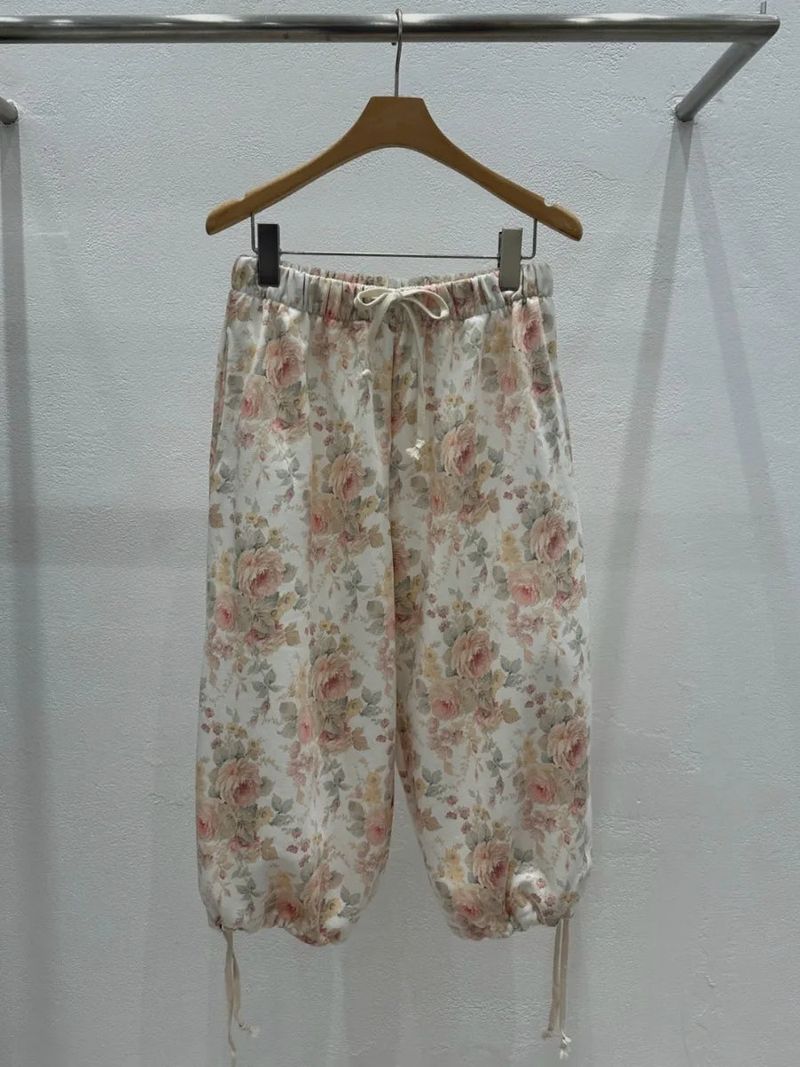 floral sweat crop pants