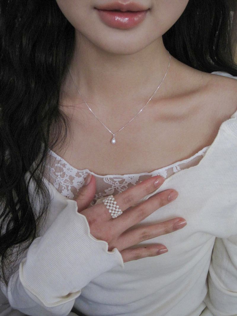 [925 Silver] シルエットパールネックレス