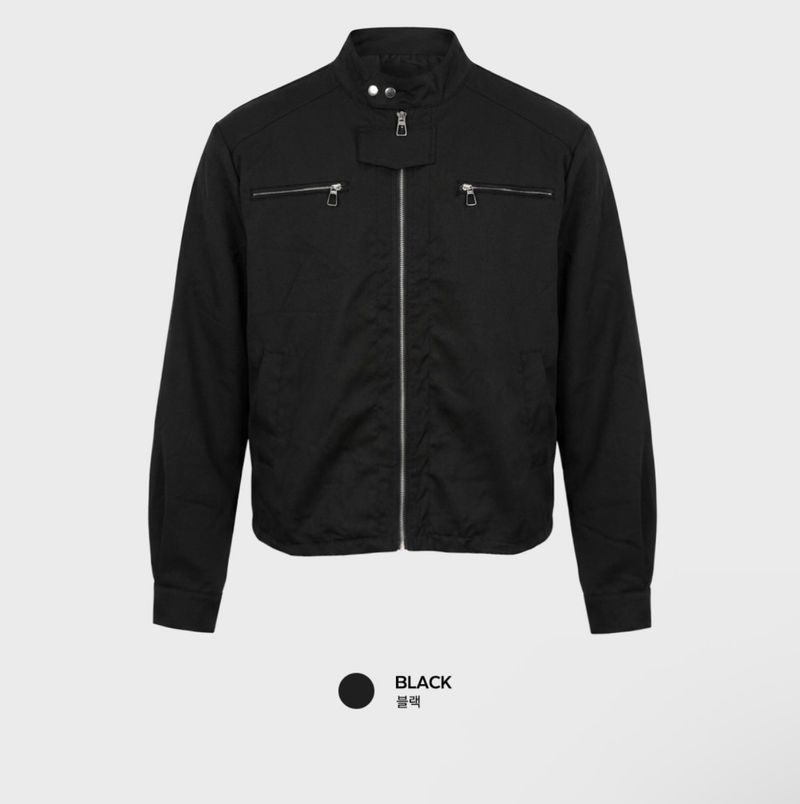 Look First Utility Stand Collar Zip-Up Biker Jacket