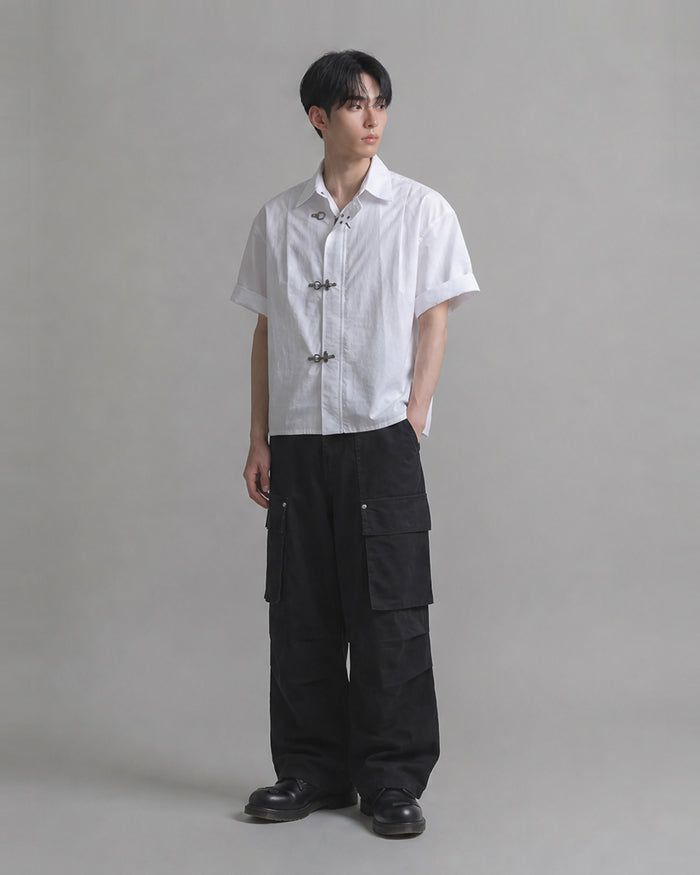 (M's) ファイヤーマンバックル ナイロン シャツ