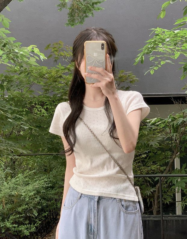 [SHOPPERMADE] アイレットスリムショートスリーブTシャツ (4color)