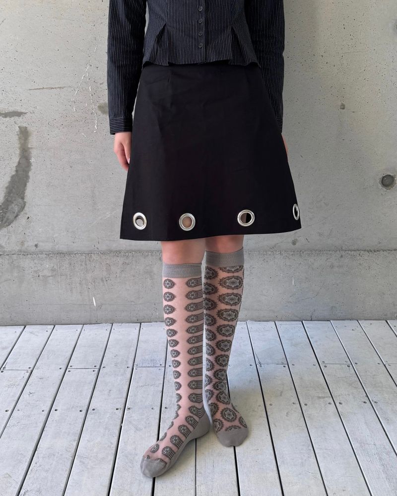 Punch Hole Midi Skirt