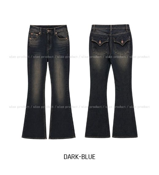 Seize Back Pocket Slim Bootcut Denim Pants