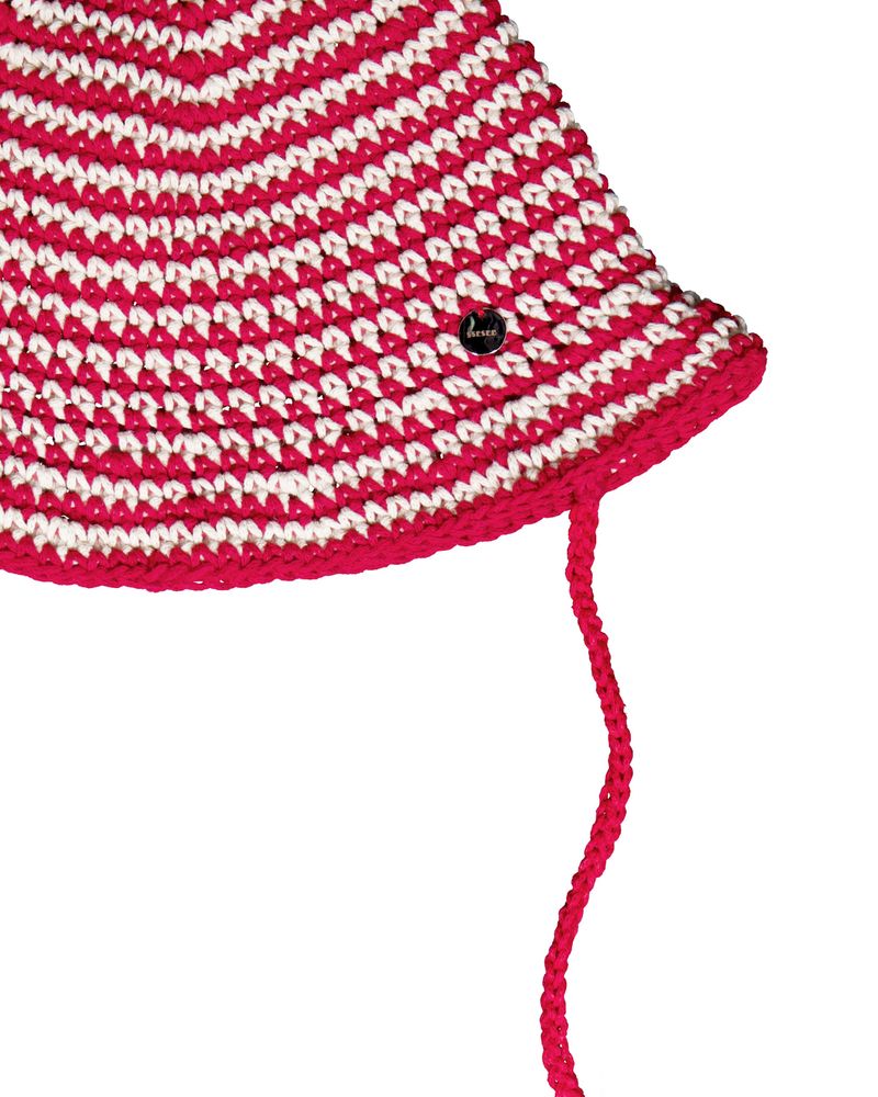 Stripe String Bucket Hat - Red