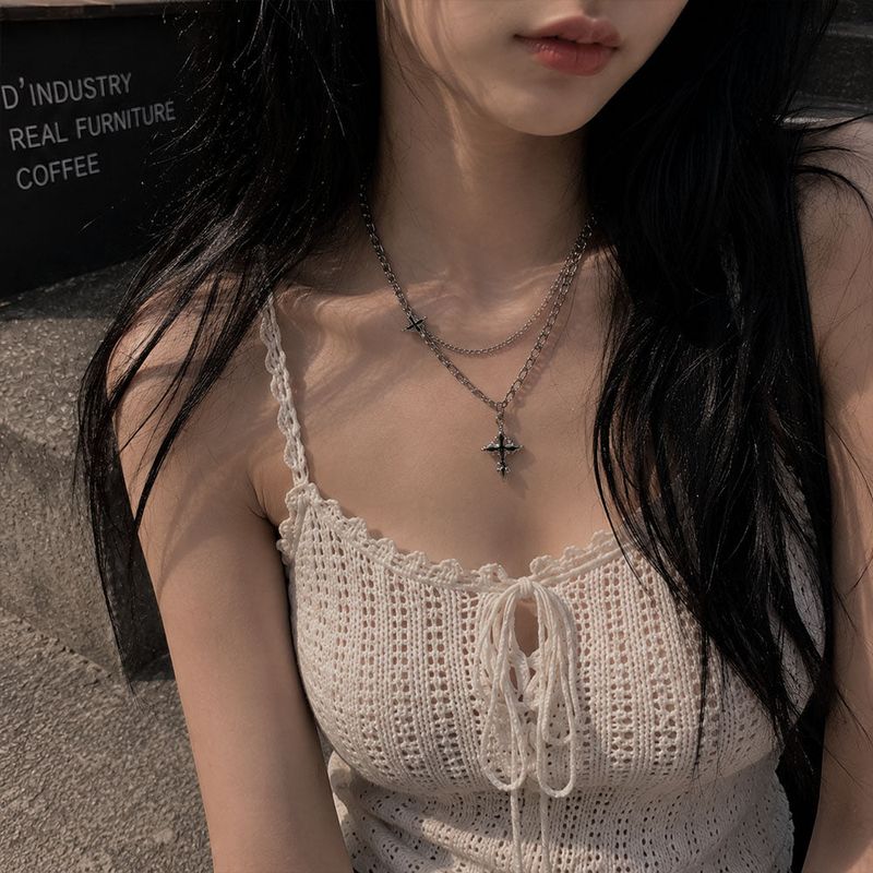EX LOVE（イーエックスラブ）の「ダブルクロスレイヤードファッションストリートムードアクセサリーメンズユニセックスネックレスフォアウーマン（アクセサリー）」