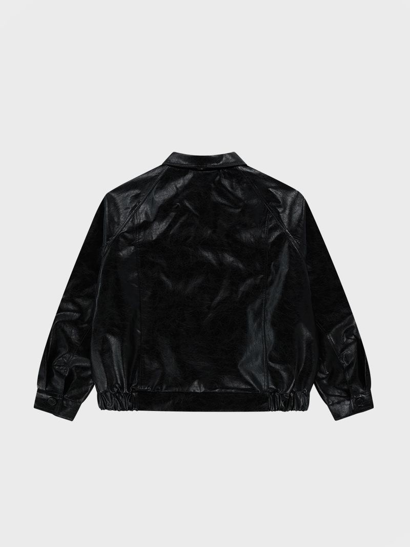 Eco Leather Bomber Jacket_Black