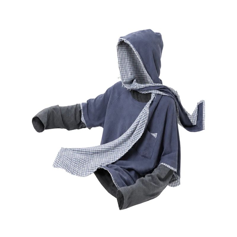RELABEL (DIGGER Deep Digging) detachable and spliced hoodie with fake two-piece double-pocket long-sleeved T-shirt