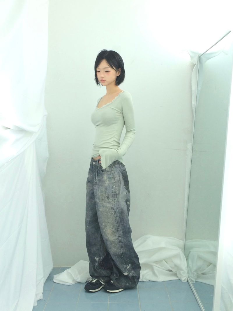 rough-washed vintage denim