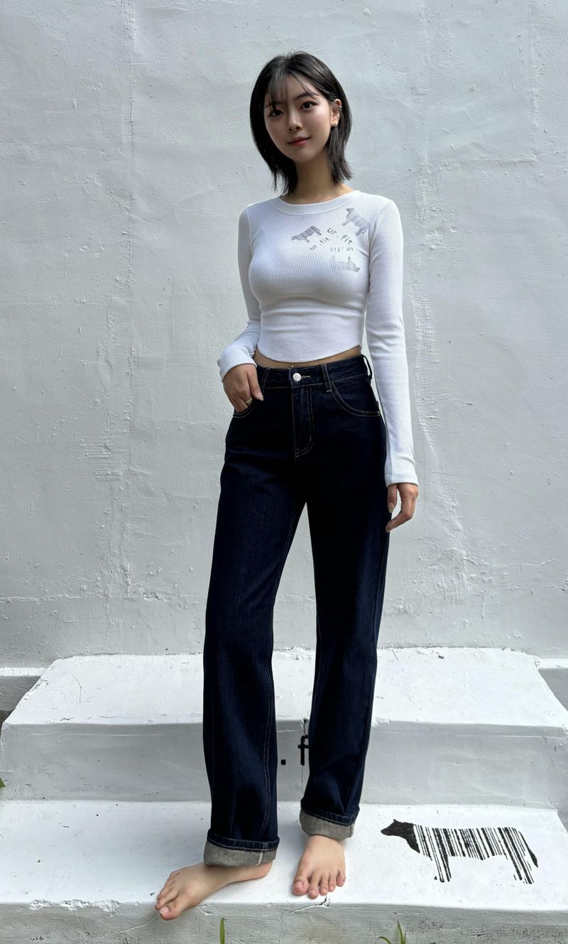 DARK BLUE STANDARD FIT DENIM PANTS code 23003