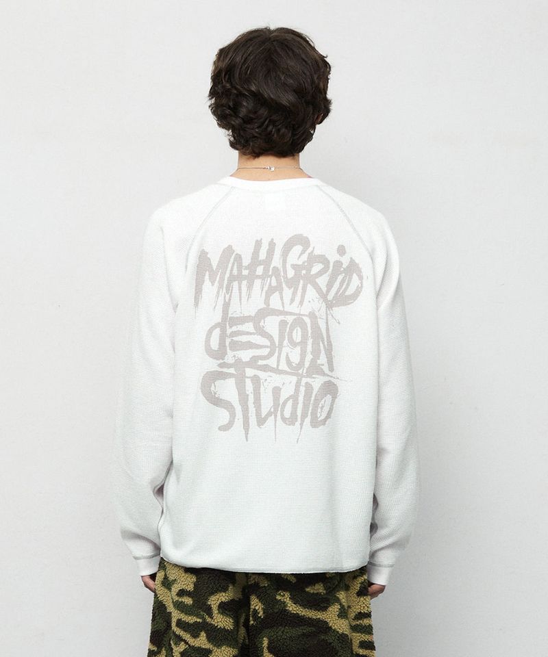 SLASH LOGO WAFFLE LONG SLEEVE_WHITE