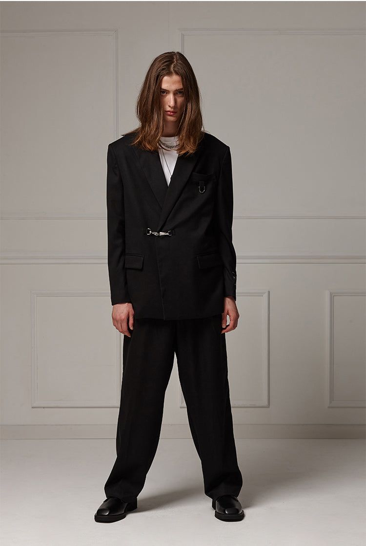 Belted wide slacks
