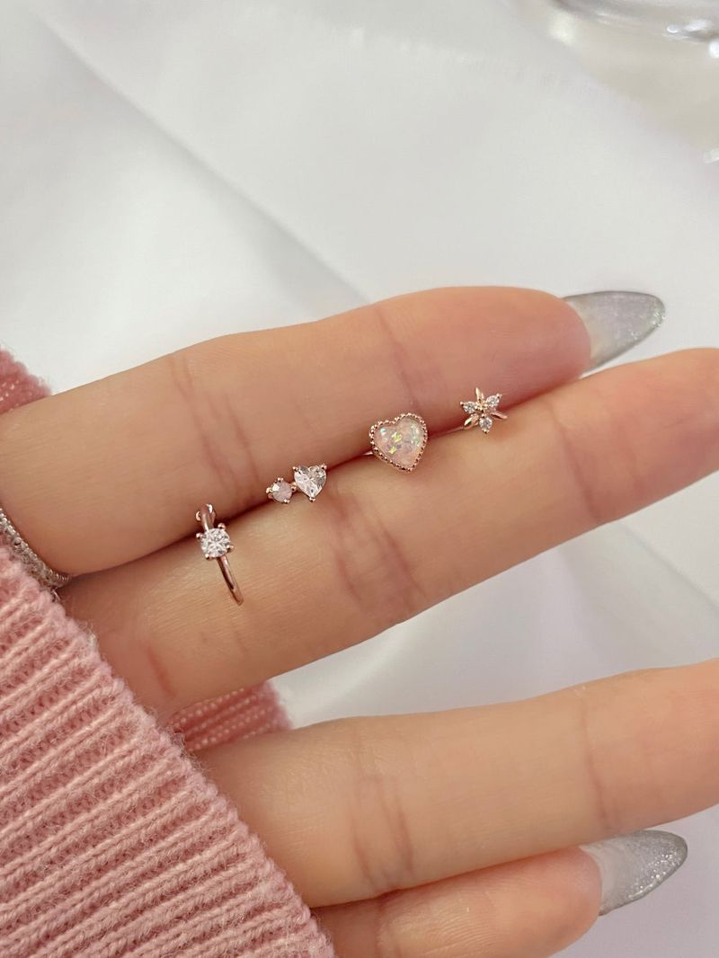 [4 set] pitch ring piercing set 