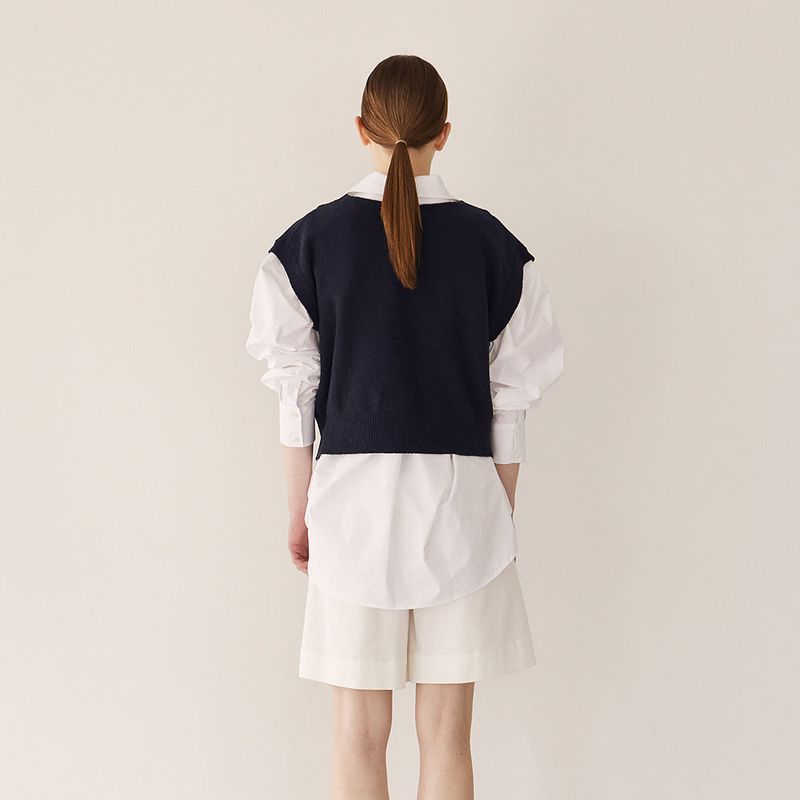 Crumble v-neck vest_dark navy