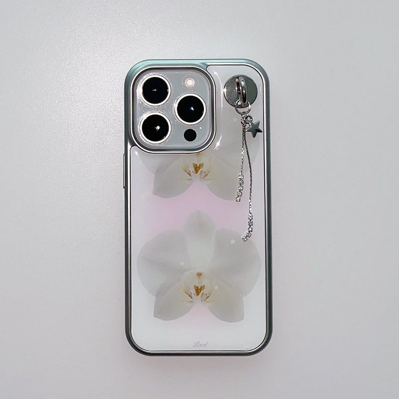 [MADE] ORCHID PHONE CASE (epoxy silver bumper)