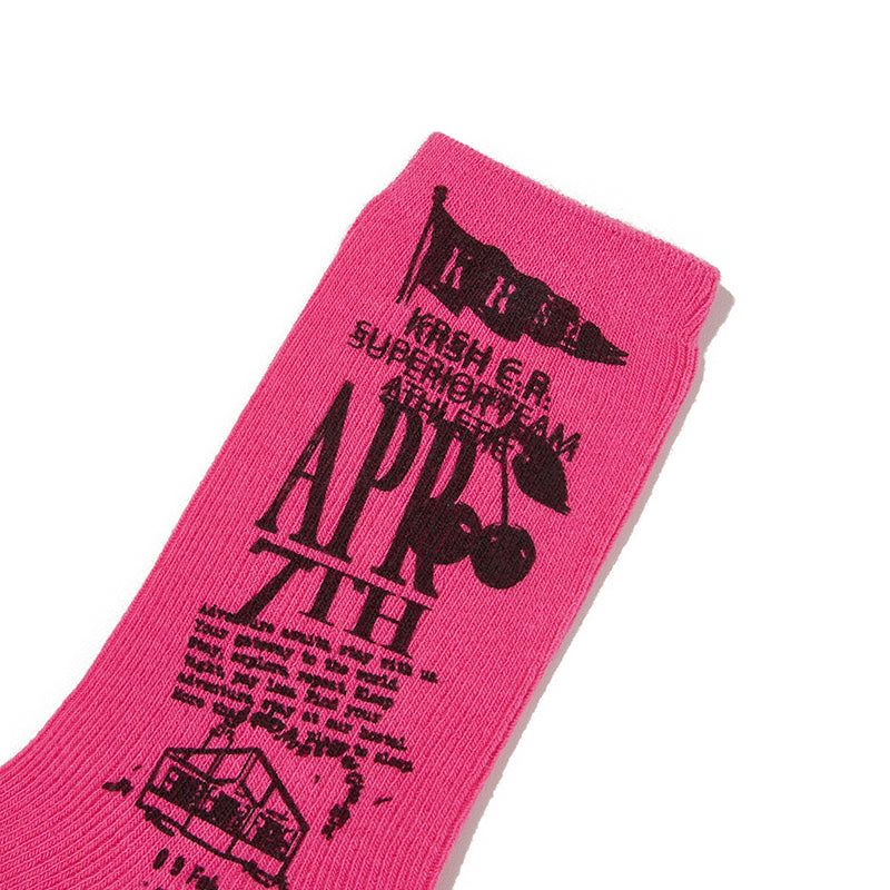 YOUTHHOSTEL GRAPHIC SOCKS [PINK]