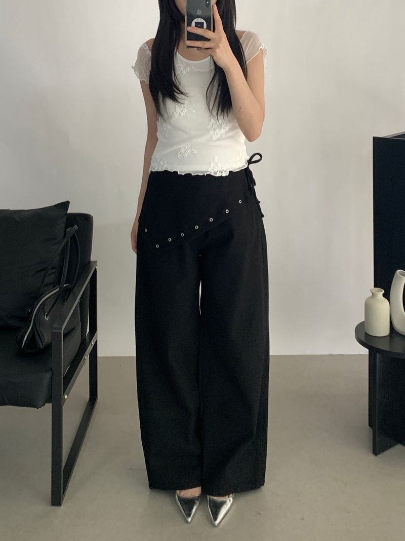 Nelson Studded Wide Straight Pants