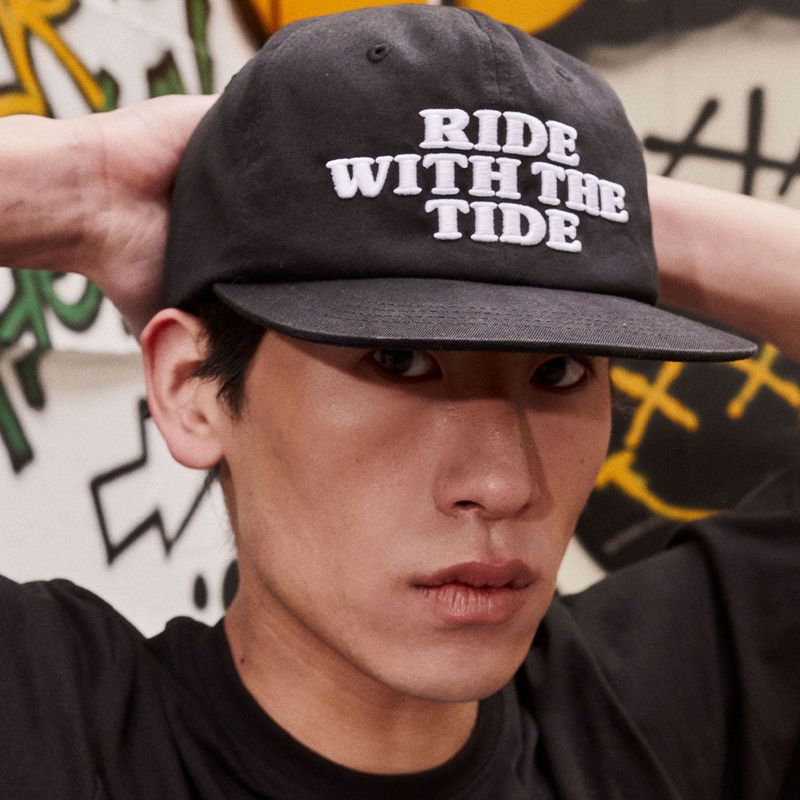 sookim(スキム)の「RIDE WITH THE TIDE EMBROIDERED CAP_BLACK(Hats)」