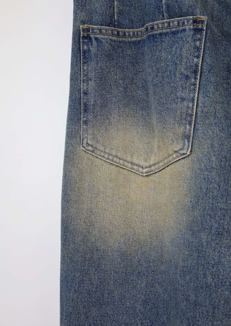 (UNISEX)Mud-Washed Wide Denim Pants