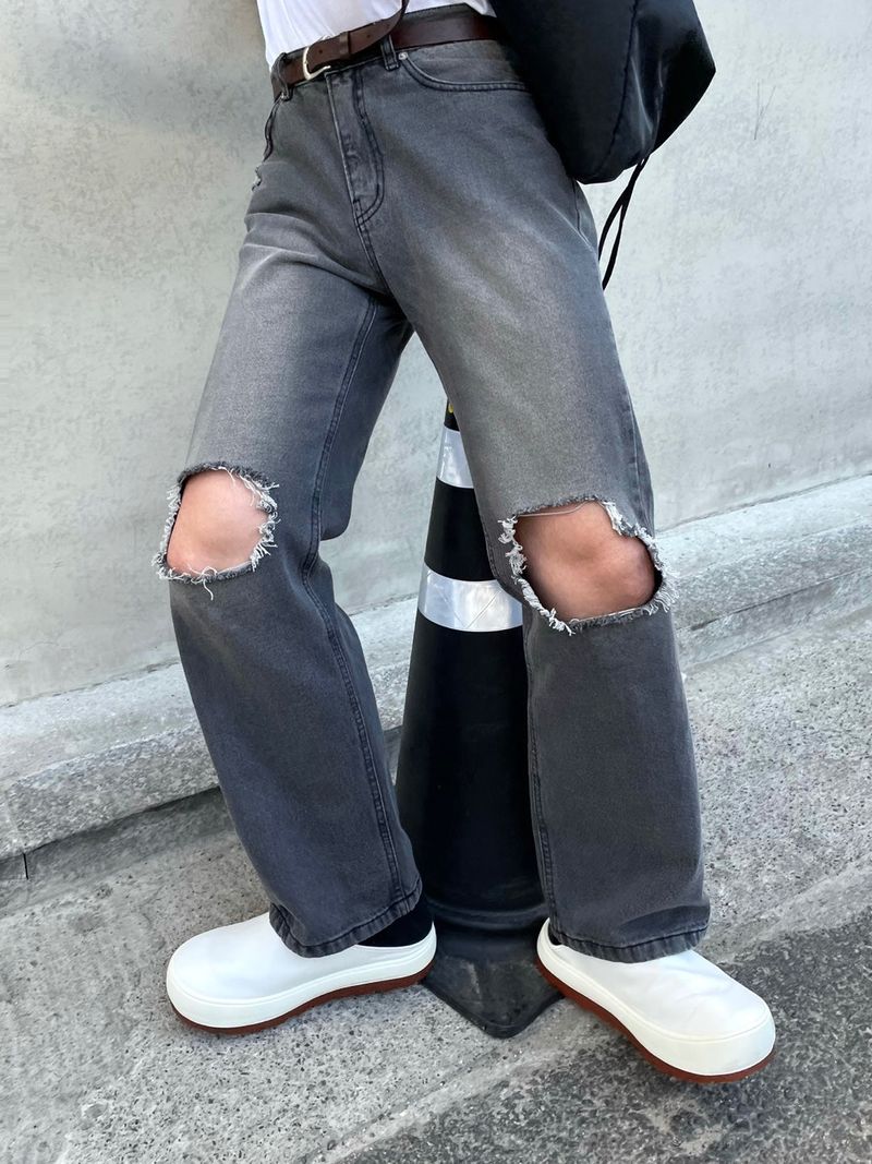 EASY DETROYED DENIM PANTS(2COLOR)
