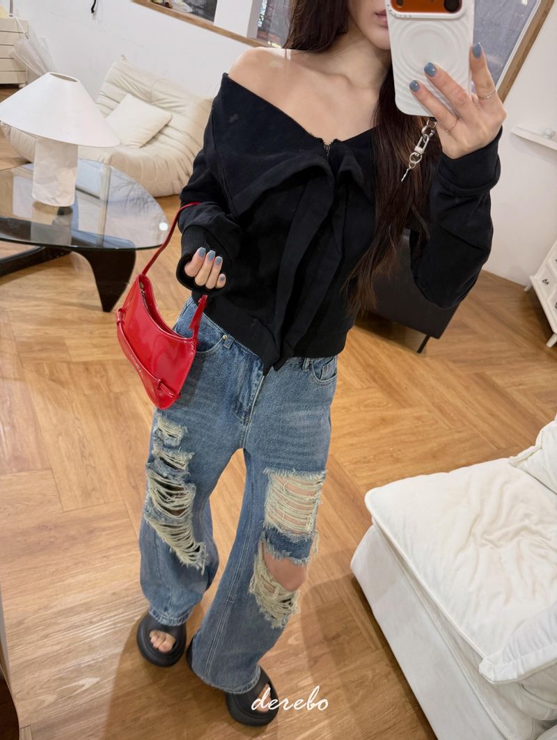 Vintage open wide denim pants