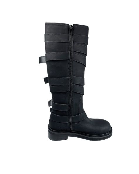 Dusen Strap Buckle Long Boots
