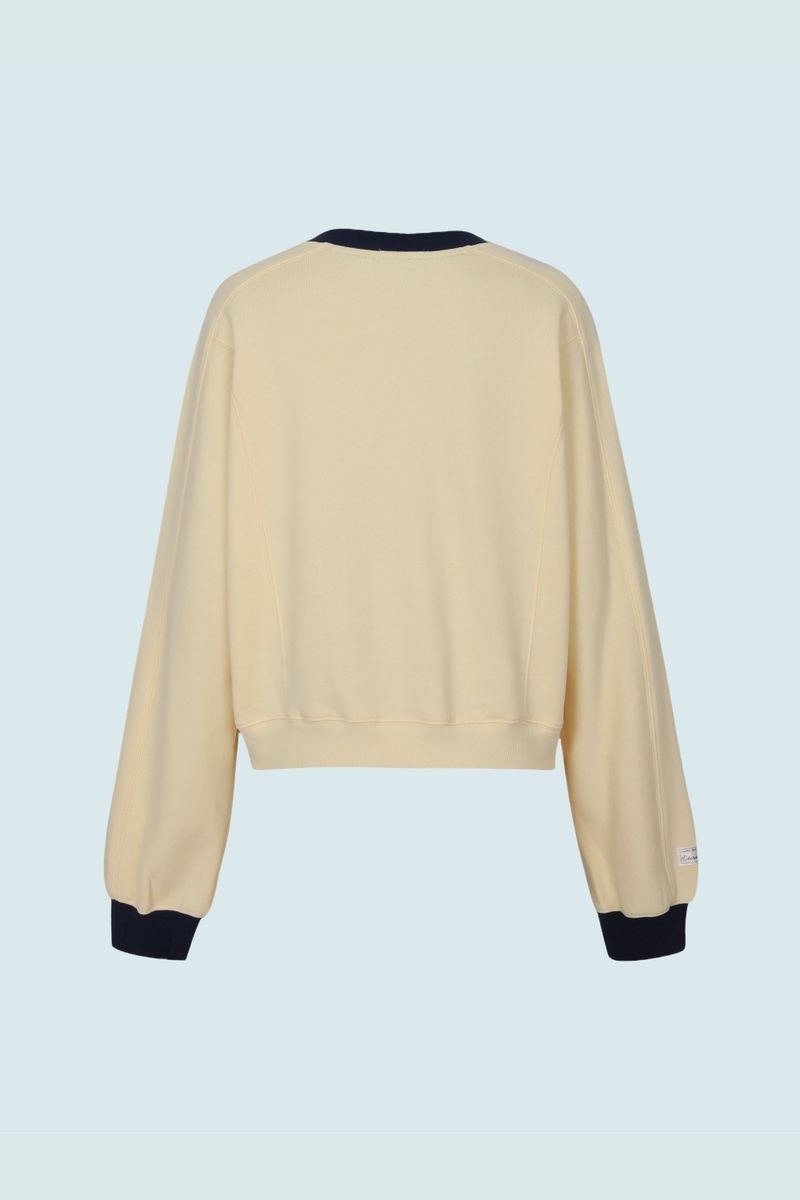 CONTRAST REGLAN CROP SWEATSHIRTS (YELLOW)