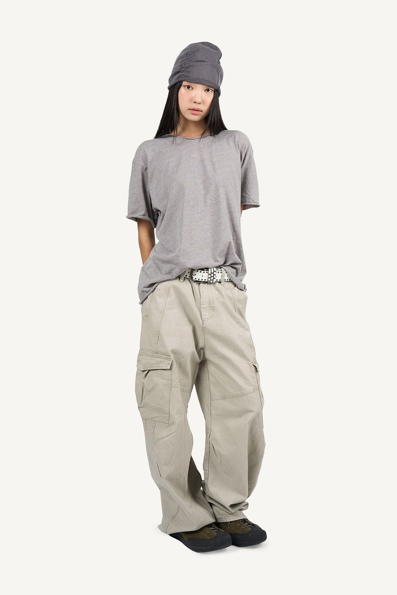 Canvas Cargo Curved Pants