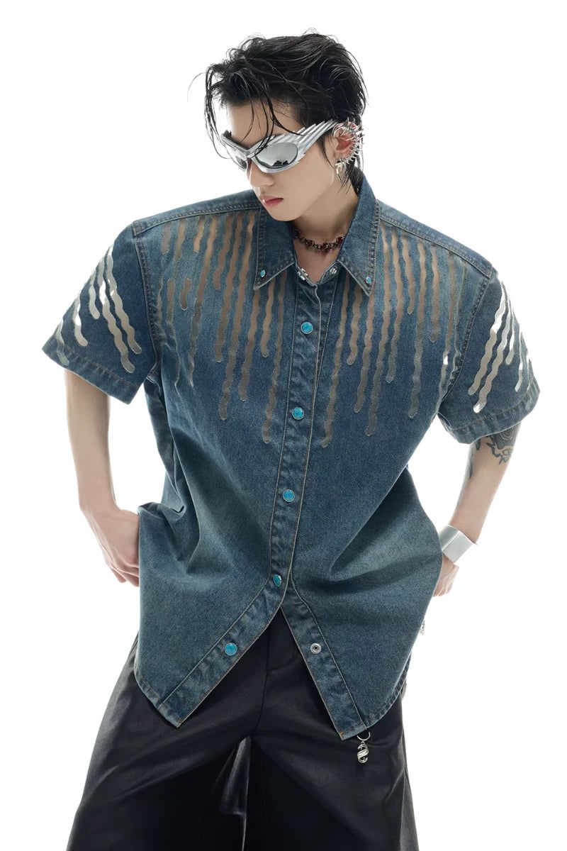 Argue Cultureの「Mesh Panel Denim Shirt(Tops)」