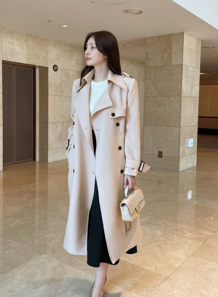 Azel Double Long Trench Coat