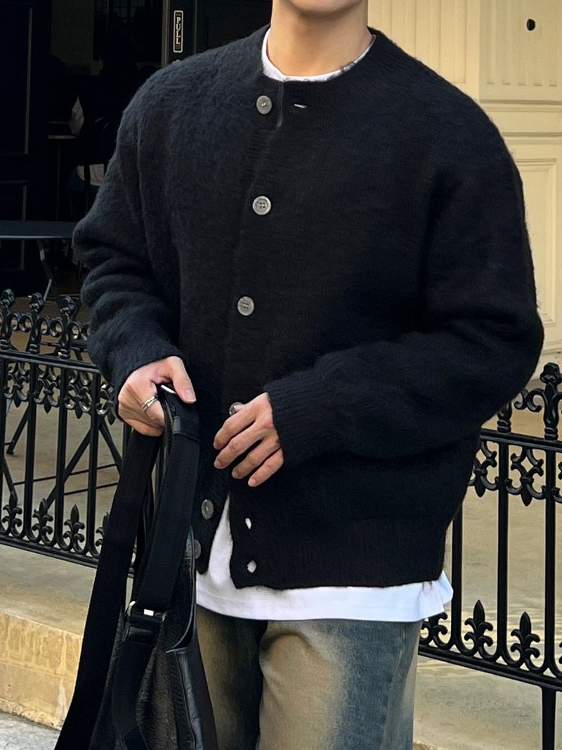 Brush wool cardigan