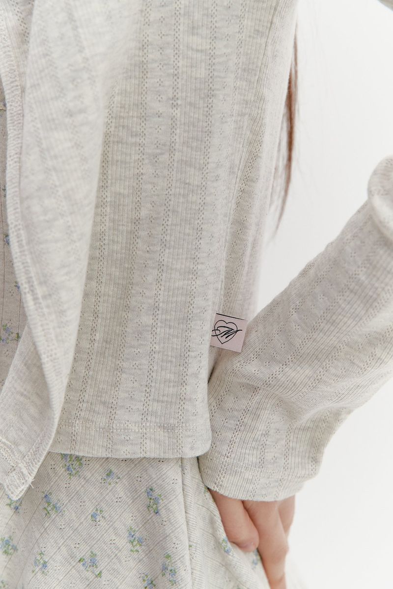 Ribbon Punching Cardigan Oatmeal