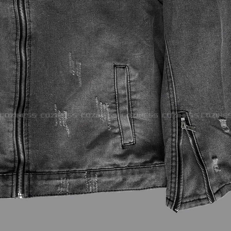Gray Damage Black Jeans Jacket (D784205639992)