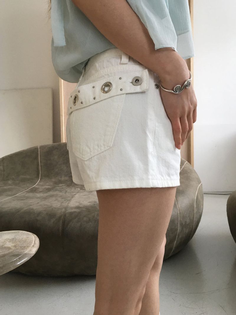 Eyelet cotton shorts