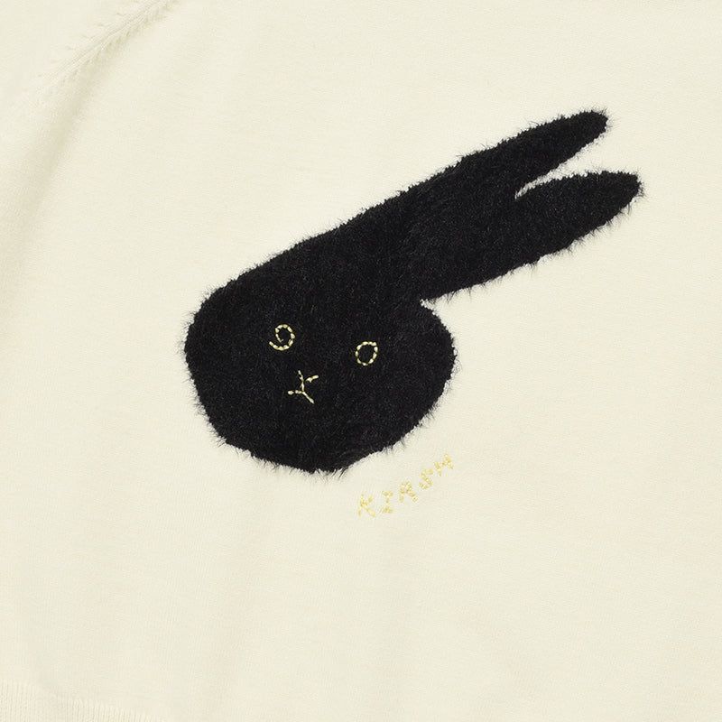 WITTY BUNNY FACE POINT KNIT [IVORY]