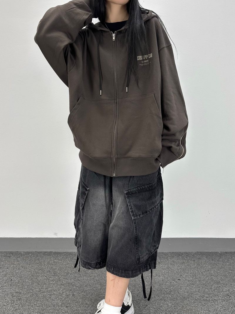 oblique cargo denim bermuda pants