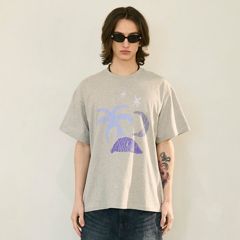 Tropical Hal Sleeve T Melange Grey