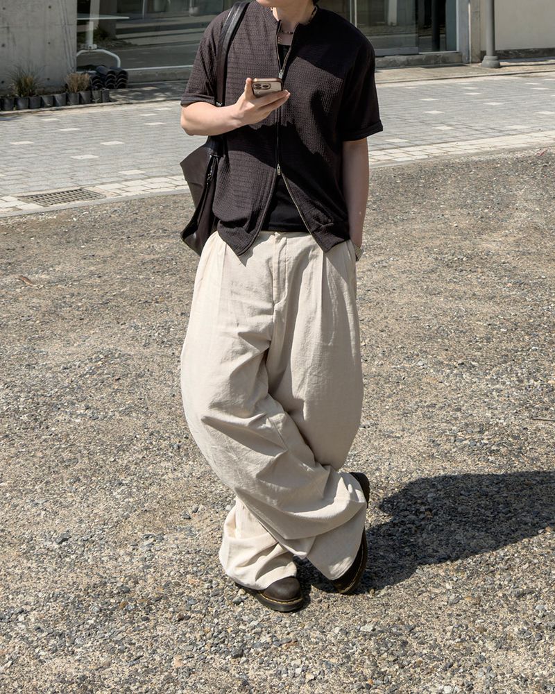 Aven Linen Two-Tuck Wide Pants