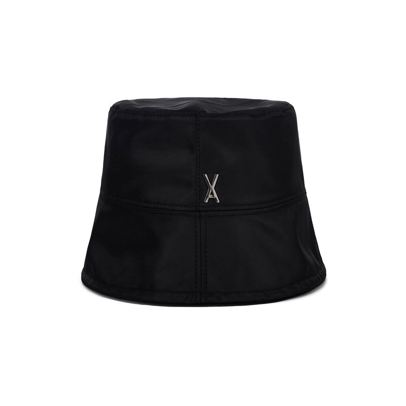 Stud Drop Over Fit Poly Bucket Hat Black