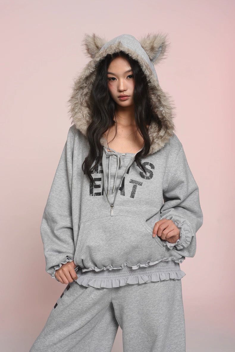 eat me plz（イート ミー プリーズ）の「eat me plz* カシーキャットイヤーフリースフーディフォアオータムウィンターウォームジャケット（トップス）」