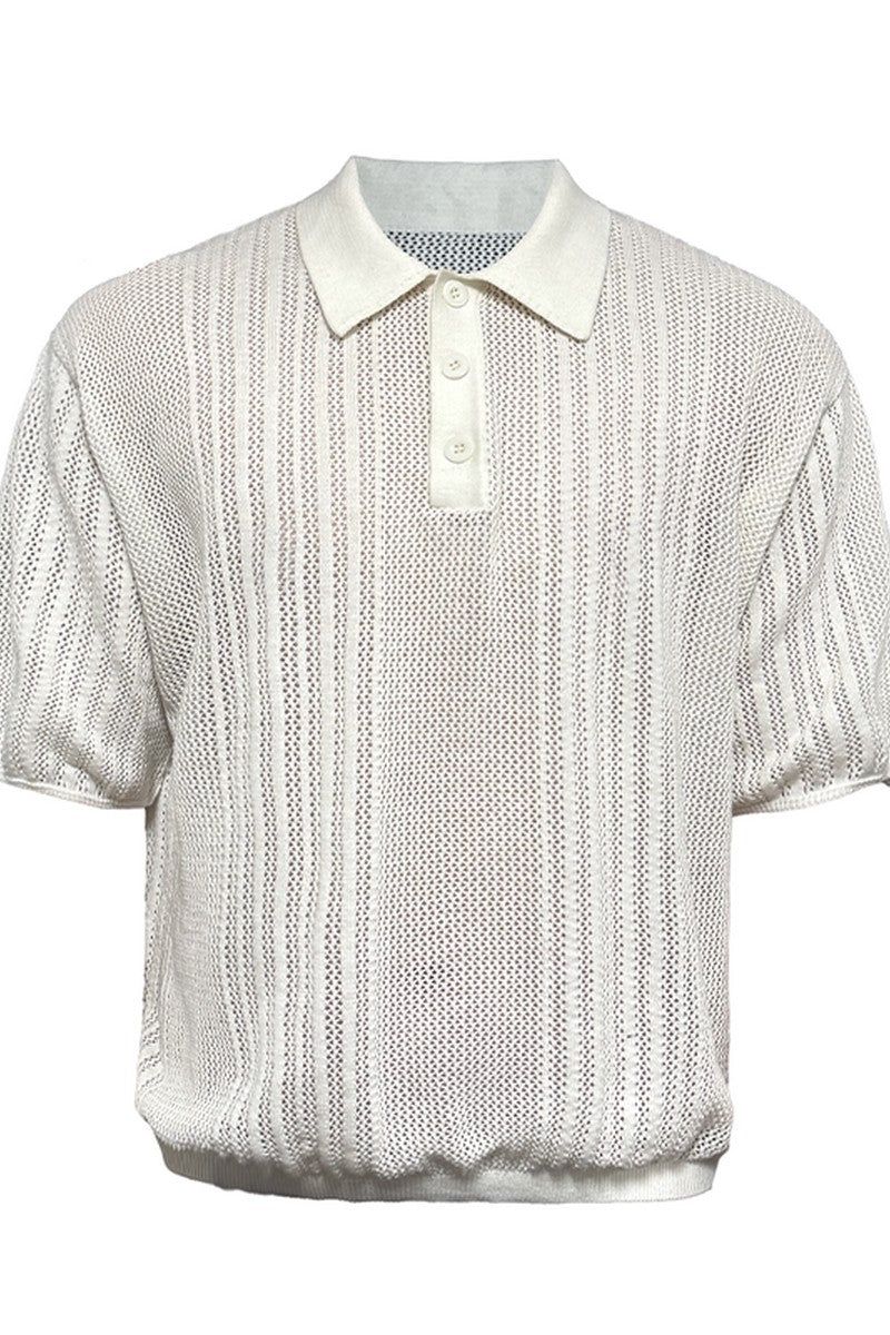 Open Knit Polo Tee