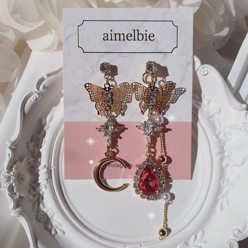 Rosepink Moon Butterfly Earring