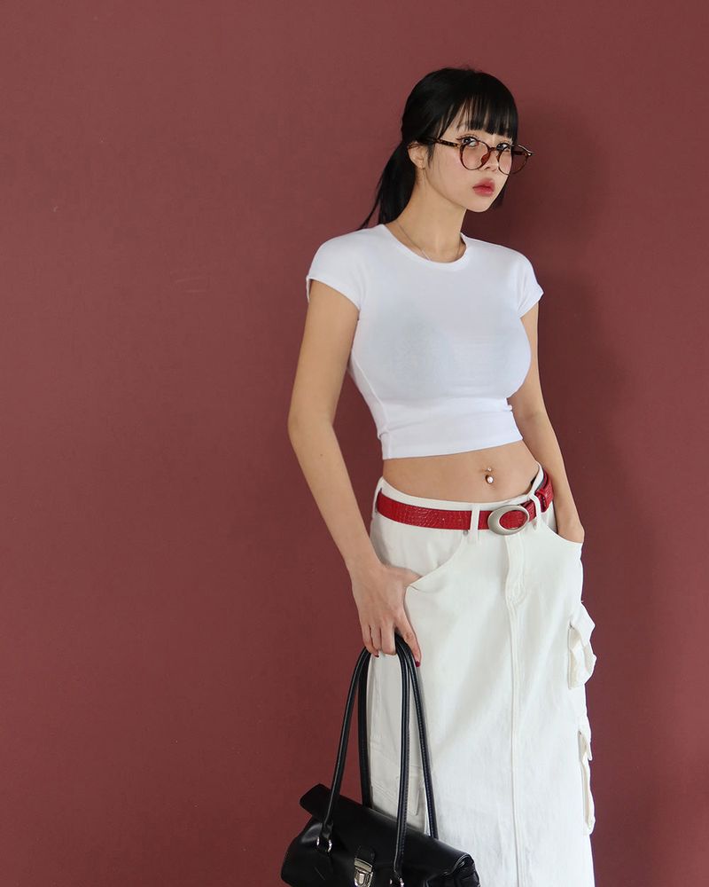 Soft cropped short-sleeved T-shirt