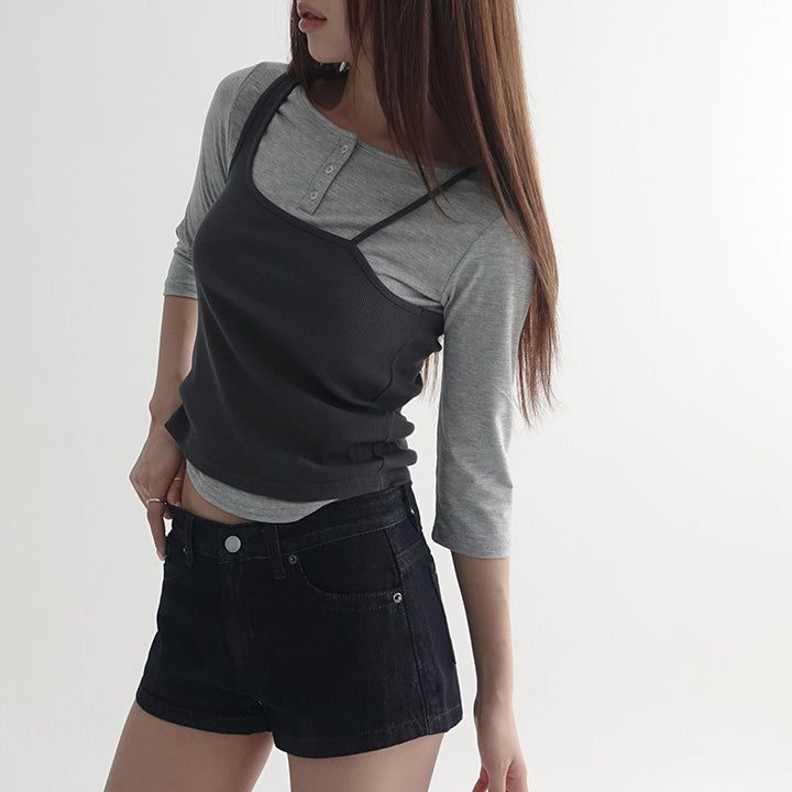 [made/4size] [Cabin] Non-Fade Raw Denim Micro Shorts -2color