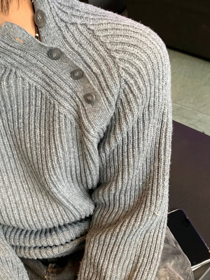 Side Mock Cash Knit 5C