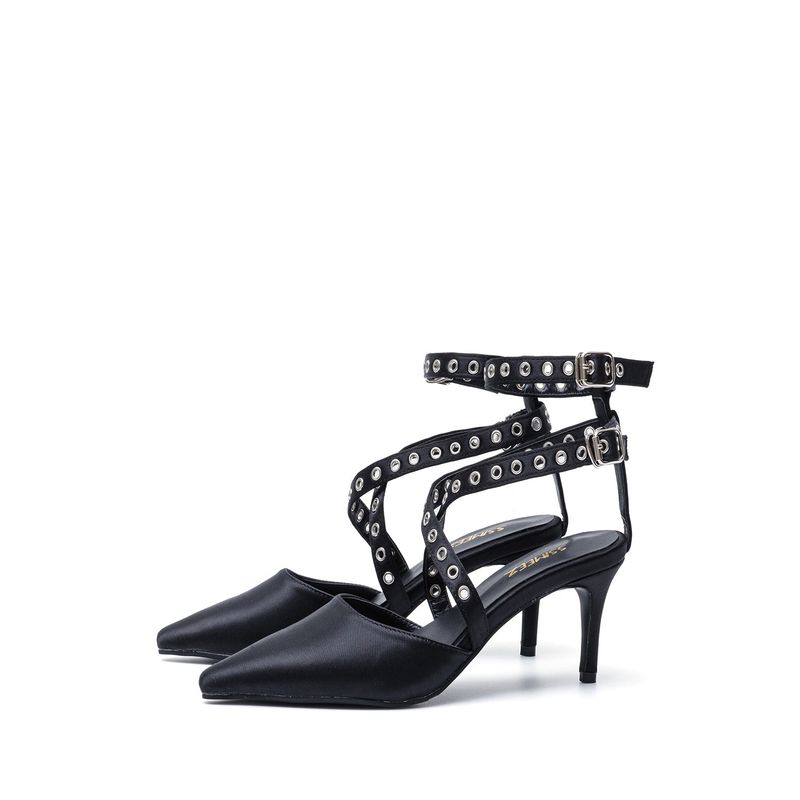 Satin Strap Stiletto Heel(Balck)