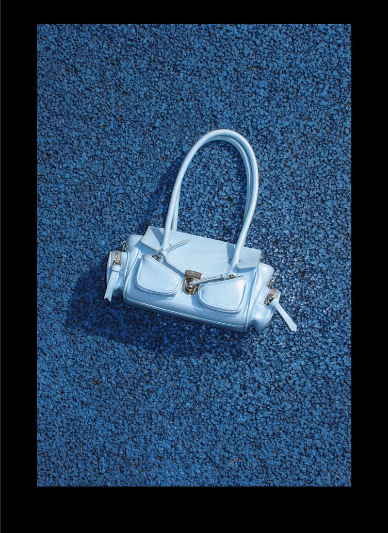 Mini Blue “MALDIVES” Oiled Leather Biker Bag