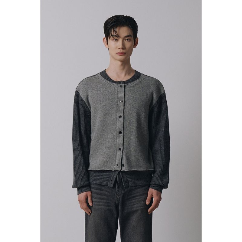 LAURANTSEOUL（ローラントソウル）の「Layered wool knit cardigan(Charcoal)（Tops）」